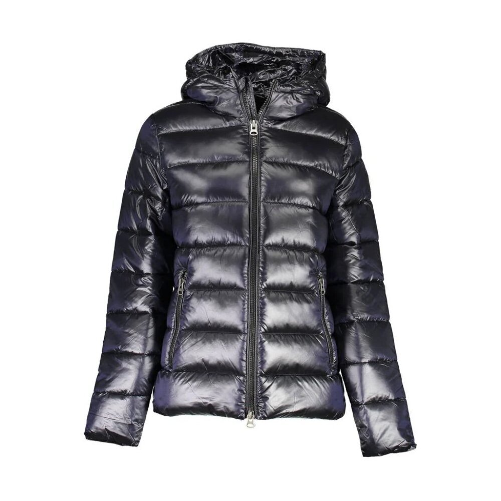 NWT North Sails Polyamide Black w/blue undertones Puffer Jacket w/ Hood Size L